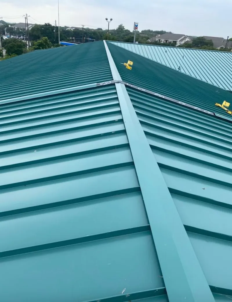 Green commercial metal roof ridge and valley for Metal Roof Repair in Lower Allen